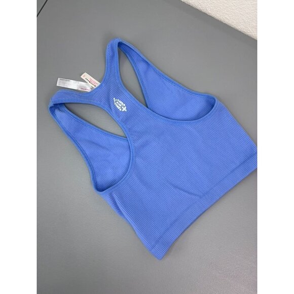 Free People Movement‎ small periwinkle ribbed v-neck racer back bralette - Picture 4 of 5